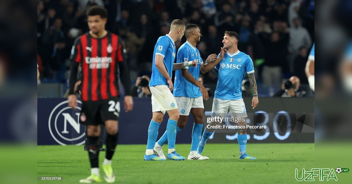 "Napoli" o'z maydonida "Milan"ni mag'lub etib, ikkinchi o'ringa ko'tarildi- uzfifa.net.