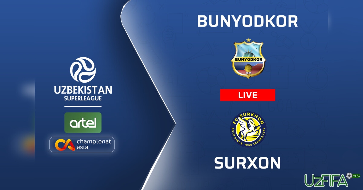 Superliga. "Bunyodkor" – "Surxon" (matnli translyatsiya)- uzfifa.net.