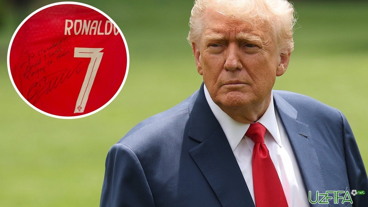 Foto Ronaldu Trampga dastxati tushirilgan libosini hadya qildi - uzfifa.net.